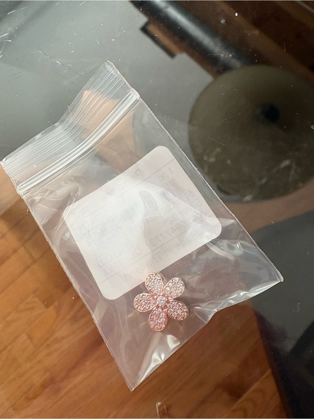 Pandora Pink Pavé Flower Charm in Sterling Silver and Rose Gold Plated - Picture 4 of 4
